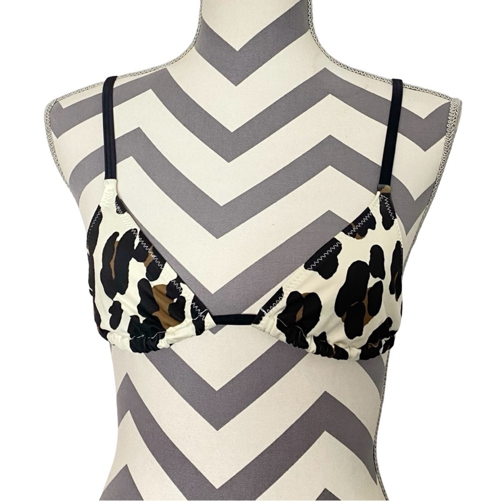 Solid & Striped Leopard Bikini Triangle Top Small Adjustable Straps Animal Print